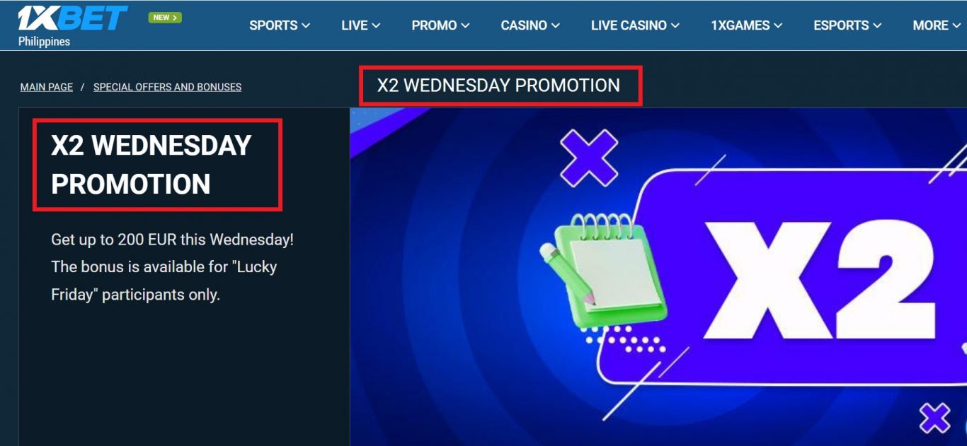 1xBet Wednesdays bonus