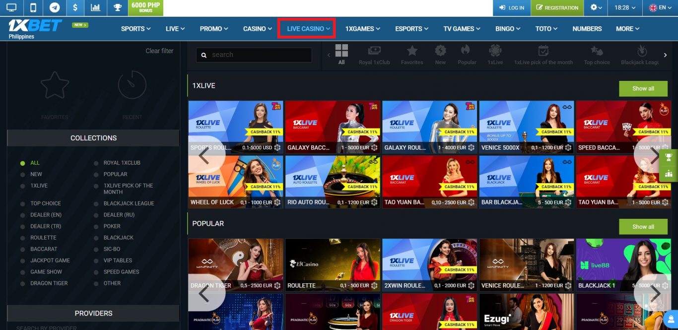 1xBet Casino bonus for Filipino players